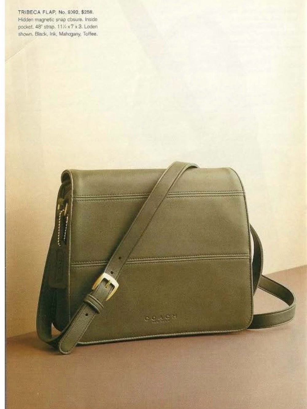 Coach Vintage Tribeca Flap Leather Crossbody Bag 9092 Loden Green 90's USA - Picture 16 of 16